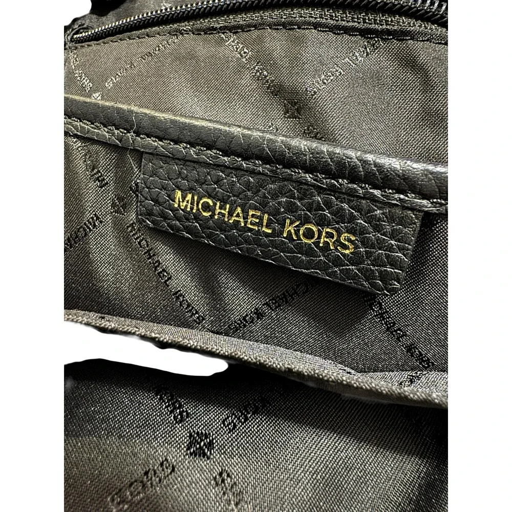 Michael Kors Black Pebbled Leather Small Backpack Purse Gold Hardware‎